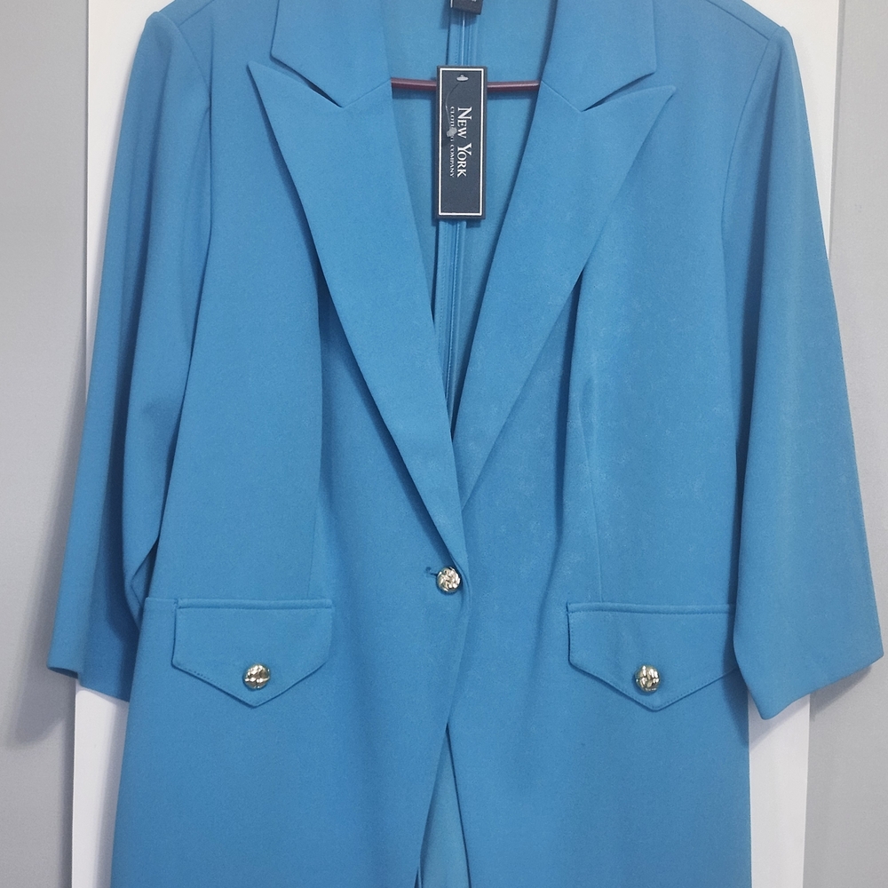 New York & Company Bright Teal Blazer Jacket